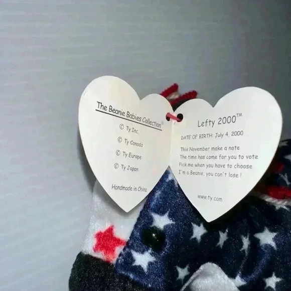 New!Lefty & Righty 2000 Ty Beanie Babies Original Tags Stars & Stripes Election! - Picture 9 of 16